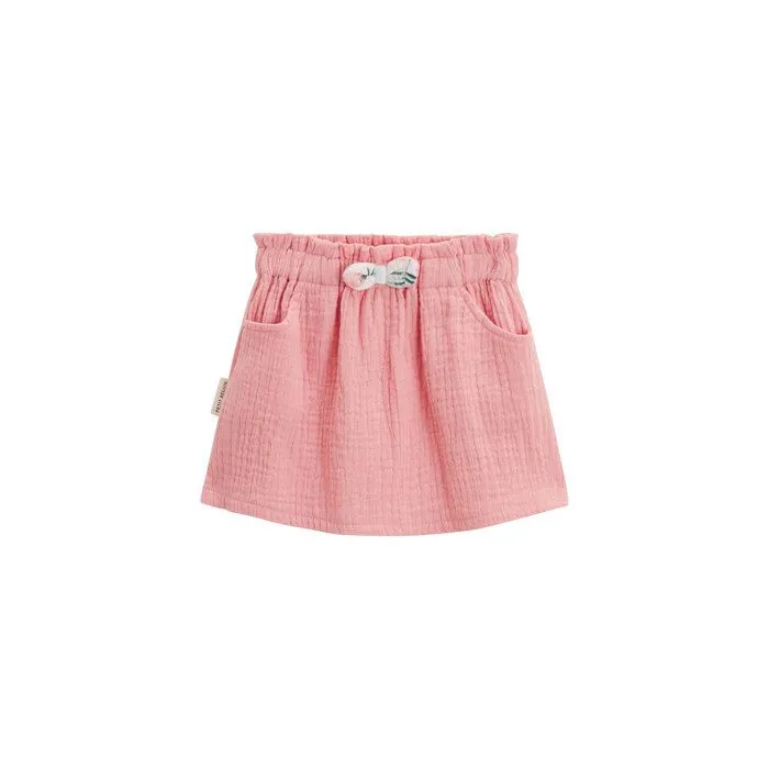 Jupe enfant - Caraïbes - Rose - Gaze de coton - Taille élastiquée - Poches pratiques-0