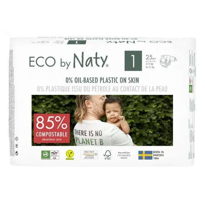 Couches NATY - Taille 1 Nouveau né 2-5 kg - Lot de 4 paquets - 100pcs-1
