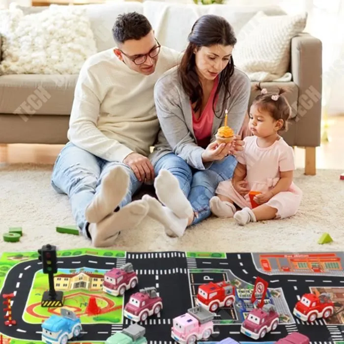 TD® Coffret de voitures jouets Ensemble de 22 pièces Stockable pour enfants Grandes Plastique Modèle de véhicule d'ingénierie-3