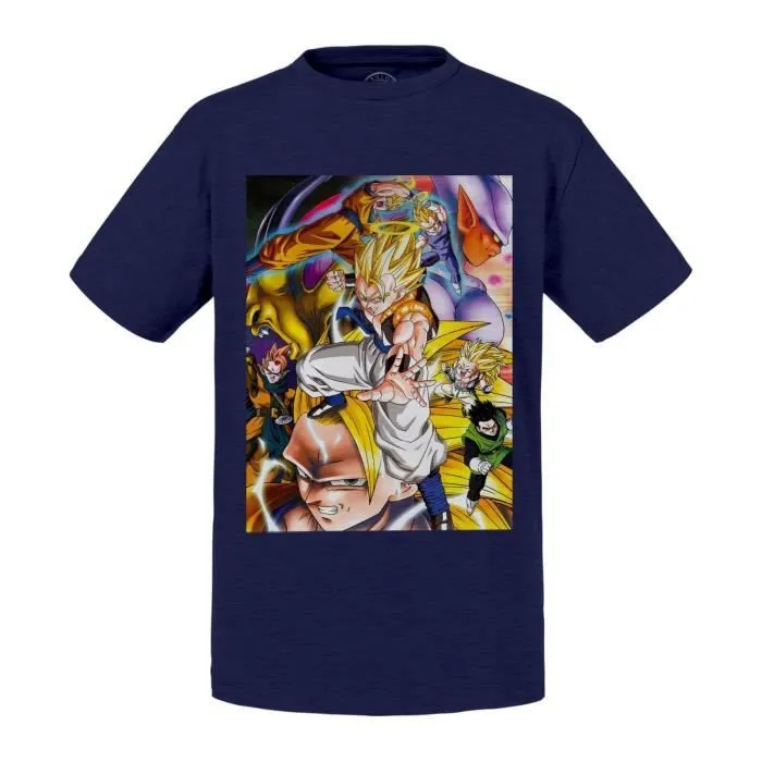 T-shirt Enfant Bleu Dragon Ball GT Sangoku Super Sayen 3 Anime Manga-0