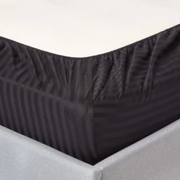 Drap-housse rayé 90 x 190 cm 100% coton égyptien 330 fils coloris noir-1