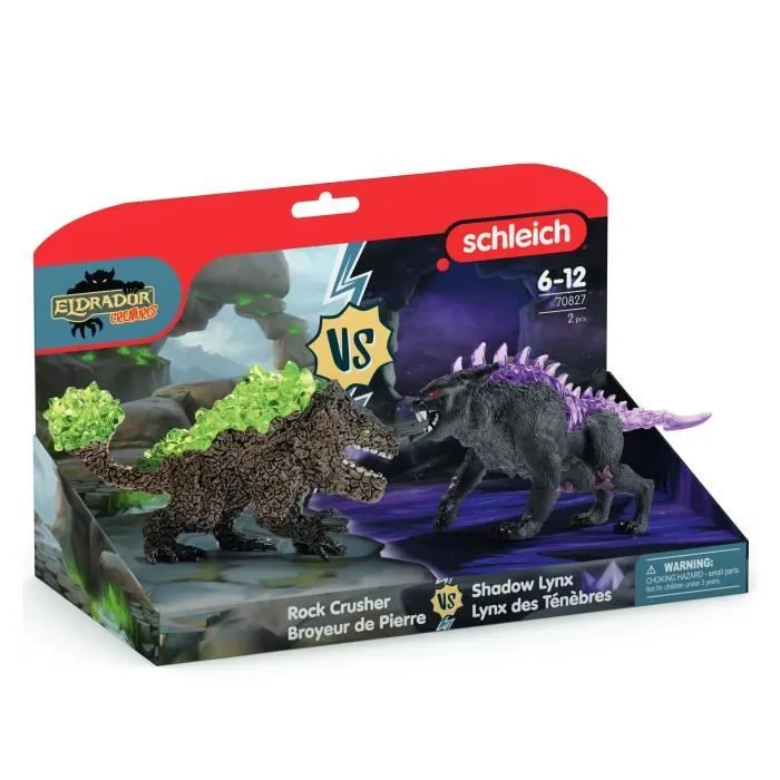 Figurines Duo Lynx des Ténèbres vs Broyeur de Pierre, SCHLEICH 70827 Eldrador Creatures, dès 6 ans-4