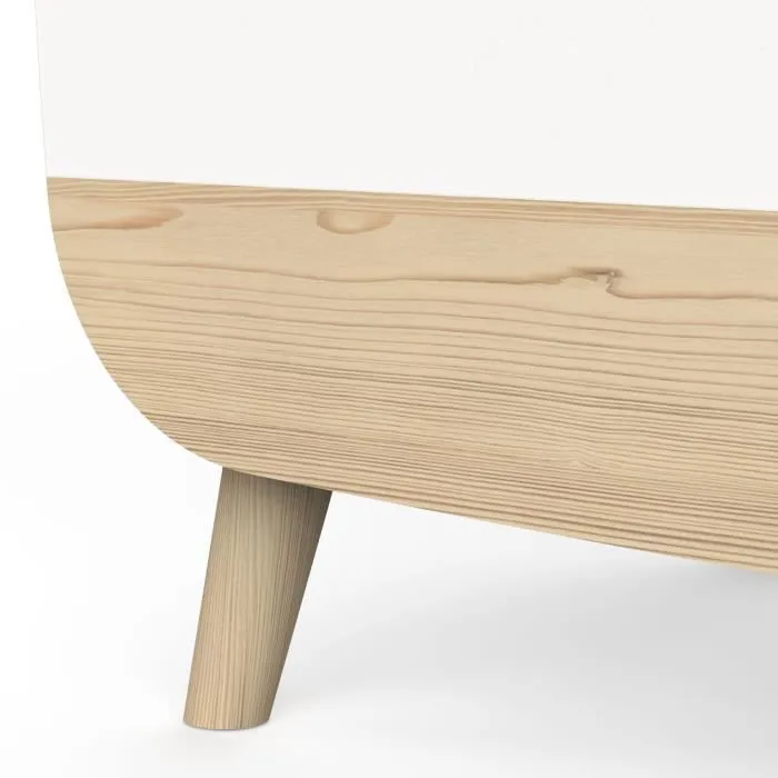 Coffre à jouets - FIRMIANA - Style scandinave - Blanc mat / Chêne kronberg - 82,4 x 39,1 x 58,9 cm - DEMEYERE-3