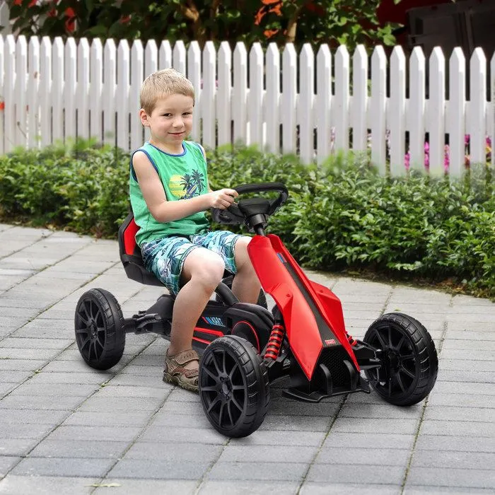 HOMCOM - Kart à pédales pour enfants - Plastique - 100x58x58.5cm - Rouge-1