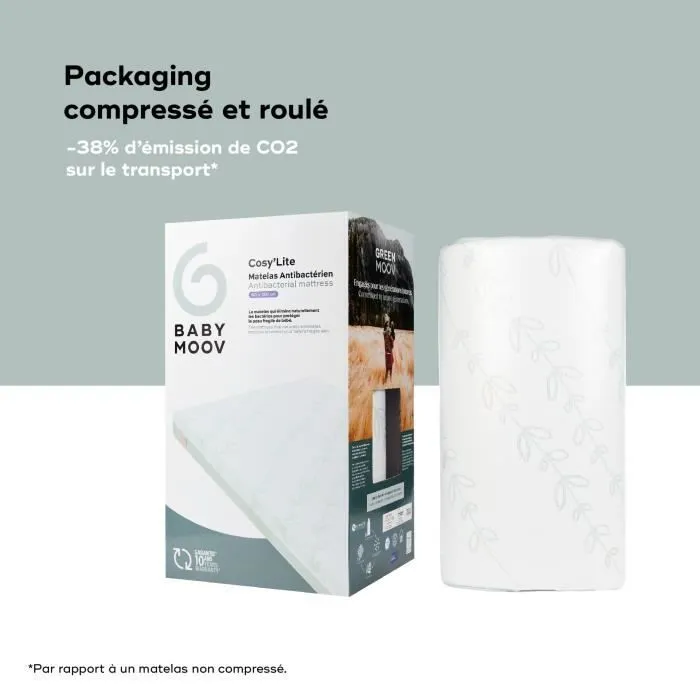 BABYMOOV Matelas Cosy'Lite Antibactérien, élimine naturellement les bactéries, 60x120 cm-5