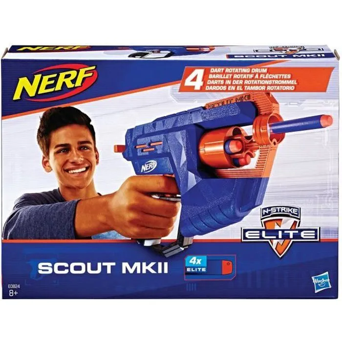 Pistolet à fléchettes - NERF - Elite Scout MKII - Multicolore - Bleu - 8 ans et plus-0