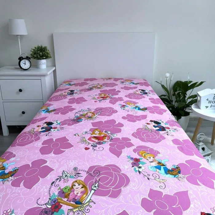 Drap de lit simple en coton Disney Princess - DISNEY - Rose - Naturelle - Chambre - 90 x 200 cm - Lavable-3