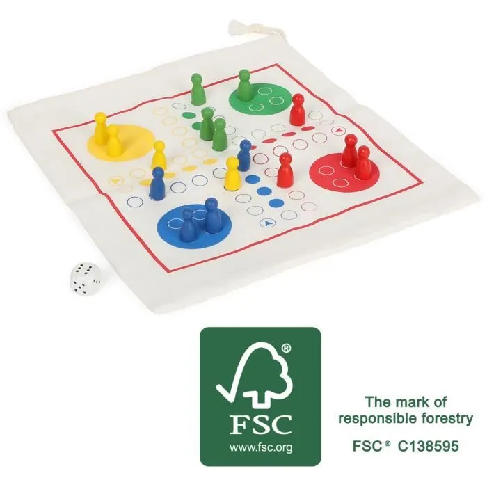 Jeu de voyage - SMALL FOOT - Ludo - Bois certifié FSC® 100% - Multicolore - 2 joueurs ou plus-0