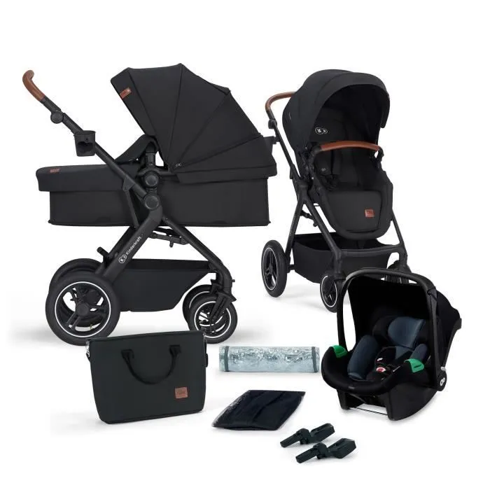 Poussette 3 en 1 Combinée - KINDERKRAFT B-TOUR - avec Siège auto I-size - Système de voyage - XL Siège - Noir-0