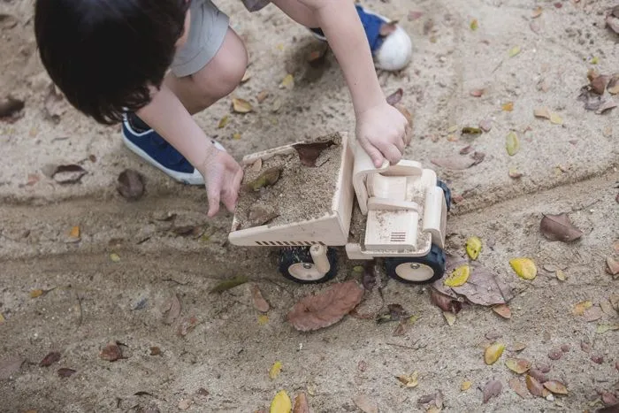 PLAN TOYS Camion benne en bois naturel-2