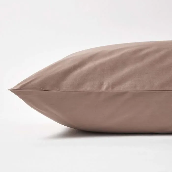 Taie d'oreiller - Homescapes - Marron - 100% coton bio - 400 fils - 40 x 40 cm-1