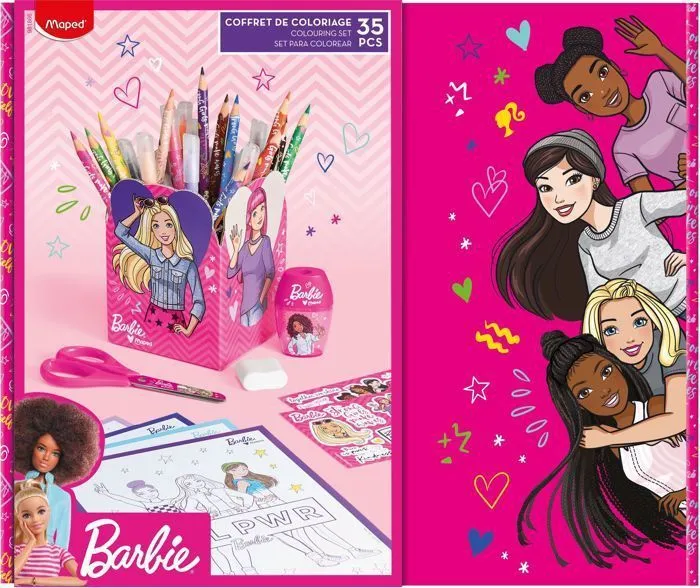 Coffret coloriage - Maped - Barbie - 12 crayons - 12 feutres - 5 feuilles de coloriage-2