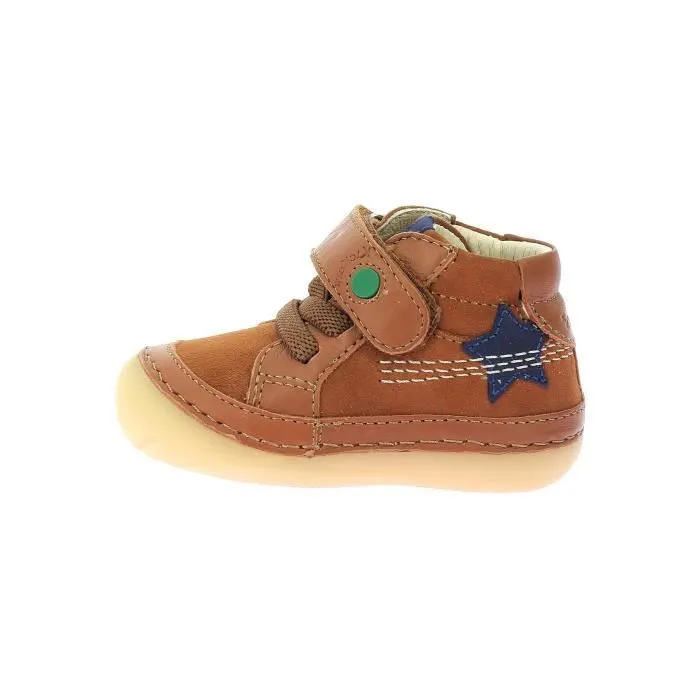 Basket Montante Cuir  Kickers Sokistic - Camel-Etoile-0