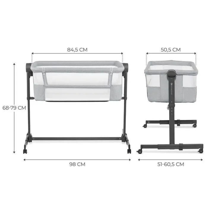 Lit d’appoint 2 en 1 NESTE UP 2 - KINDERKRAFT - Gris - Autonome - 5 niveaux de hauteur - Matelas inclus-1