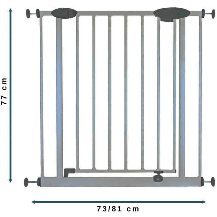 Barrière de sécurité Enfant SOFIA - 73 à 81 cm - Portillon - Gris Alu - NORDLINGER PRO-3