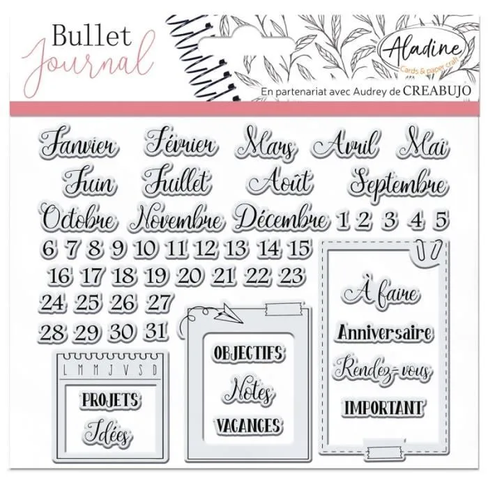 Tampons - ALADINE - Clear Stampon Bullet Journal - Multicolore - 58 tampons - 0,5 à 14 cm-0