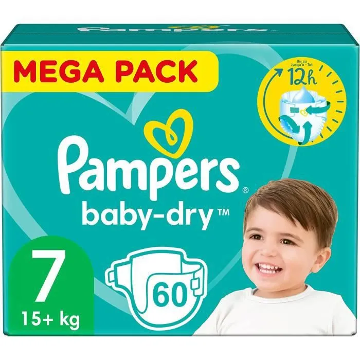 PAMPERS BABY-DRY TAILLE 7 60 COUCHES-0
