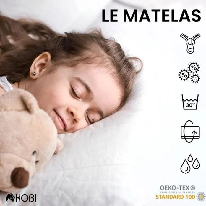 Lit enfant Complet 80x160 cm MAX sommier, barrièreères, matelas pour Filles garçons lit Simple - BLANC-4