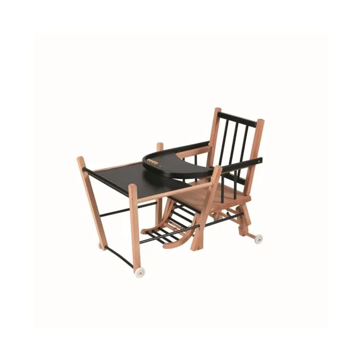 Combelle - Chaise haute bébé en bois Marcel bicolore noir - 57x95 cm-1