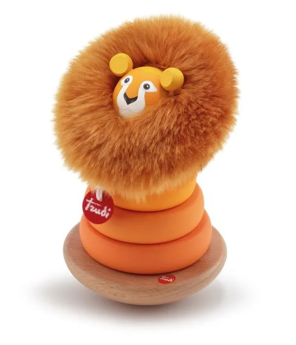 Jeu de construction magnétique - Trudi - Lion coloré en peluche douce - Enfant - Orange-1
