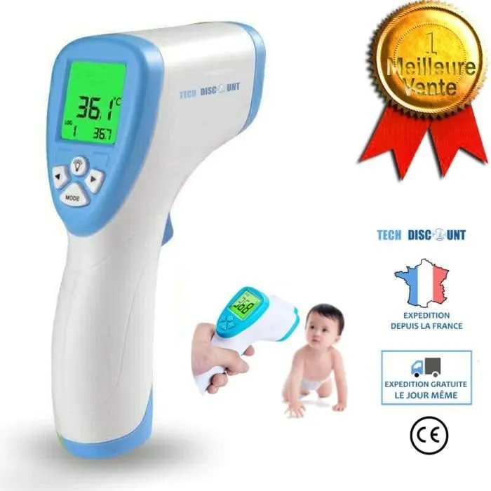 TD® Thermomètre Electronique Infrarouge sans contact/ Pistolet de température frontale Portable Enfants/ Adulte Haute précision-0