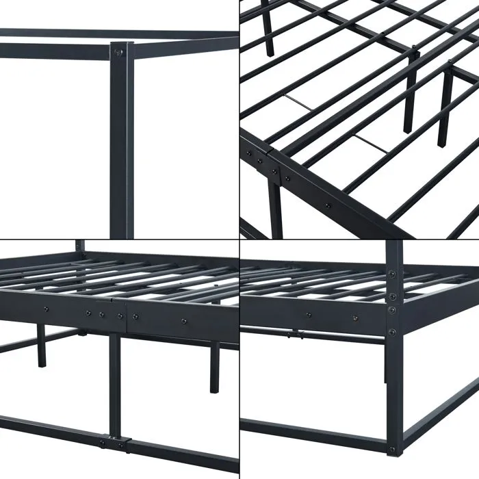 Lit à baldaquin Kristianstad et matelas à mousse froid 120 x 200 cm noir-5
