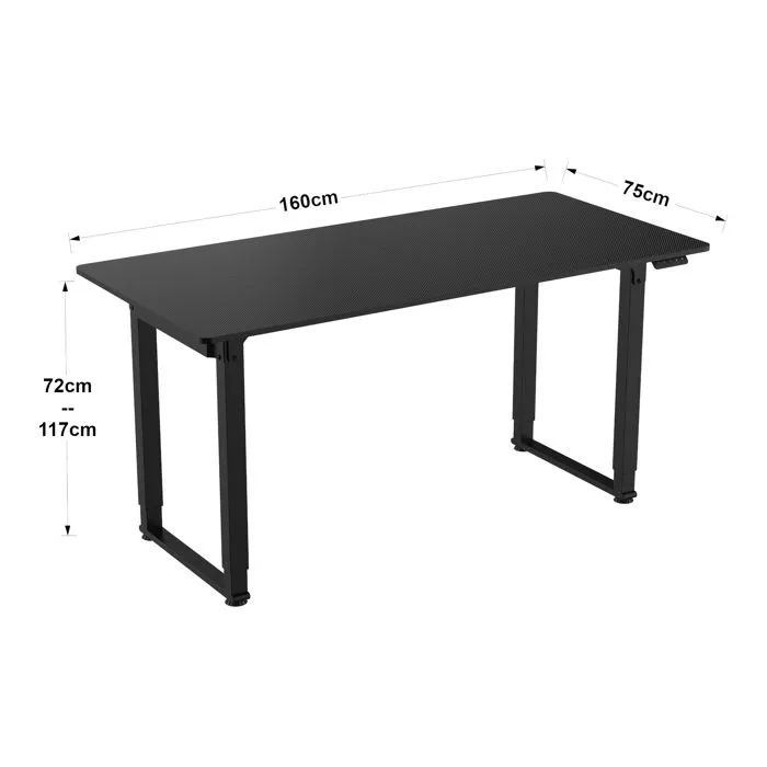 Bureau électrique à hauteur réglable Kirkkonummi 160 x 75 cm noir-4