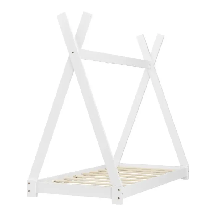 Lit Tipi pour Enfants avec Matelas Orthopédique Onejda Blanc 80 x 160 cm [en.casa]-3