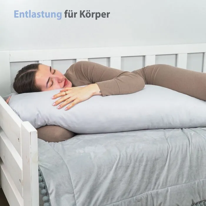 Coussin dormeur latéral 40 x 145 avec housse - Coussin de corps Coussin de confort Coussin de sommeil adulte Gris-1