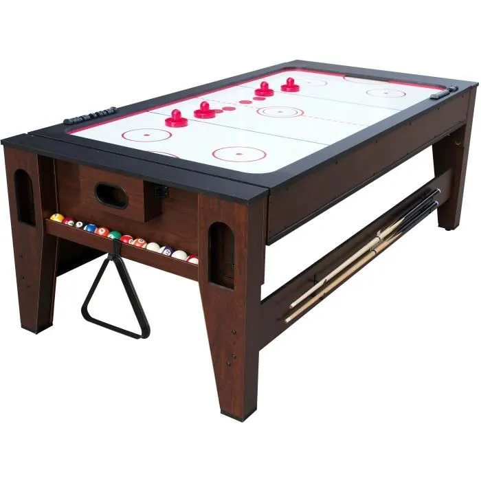Table de Billard & Air Hockey Reverso 6ft marron / rouge pour l'intérieur - COUGAR - Mixte - Dès 10 ans-1