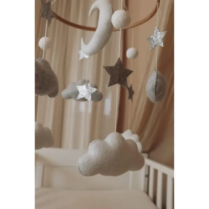 Set complet Mobile bébé Moon And Stars fait main (Mobile + Support + Musique)-2