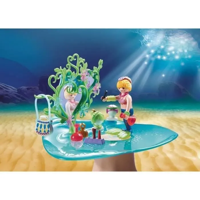 PLAYMOBIL - Magic Les Sirènes - Salon de beauté et sirène avec accessoires de beauté et boîte à perles - 70096-3