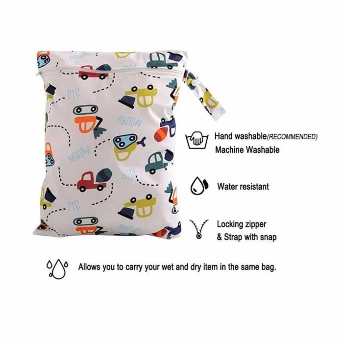 Yuhtech - CAS-WET-BAG-6PS - Sac a Couches Lavables, 5 Pack Sac a Couche de Bebe a Fermeture Eclair Etanche Reutilisable-2