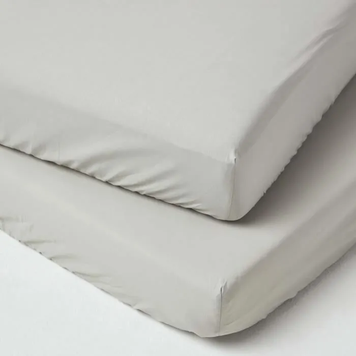 Lot de 2 Draps housse lit bébé en coton égyptien 200 fils Gris, 70 x 140 cm-0