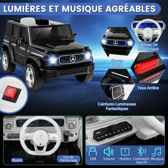 Mercedes-Benz Voiture Électrique Enfant - COSTWAY, 4 Roues Motrices, Télécommande, Lumières LED, Musique et Klaxon, 3-8 Ans, Noir-1