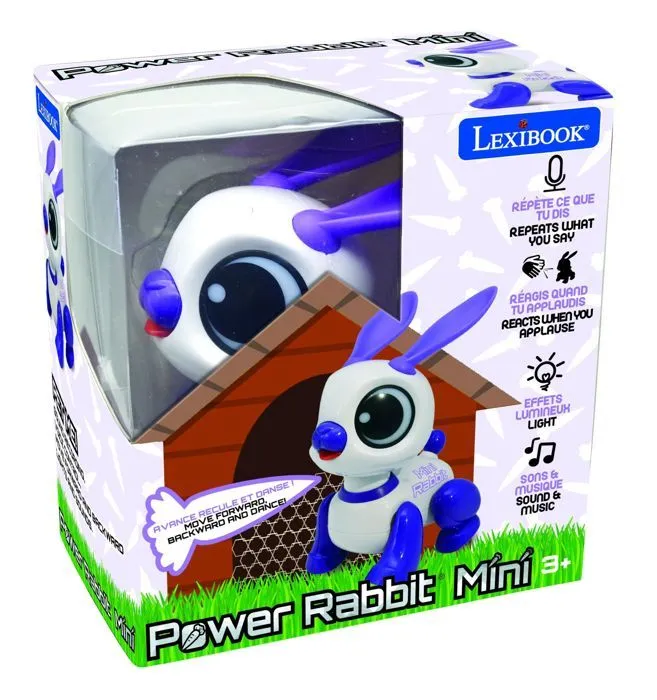 Power Rabbit Mini - Robot lapin avec effets lumineux et sonores, contrôle par claquement de main, répétition-2