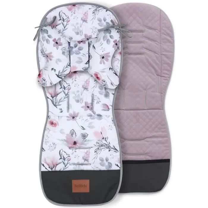 Bellochi Coussin Poussette Universel Été Matelas Poussette Universelle avec Coussin Anti-Choc - Velours et Coton - Rose-1