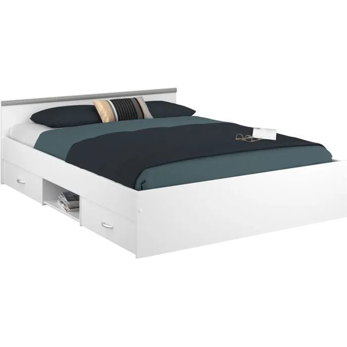 PARISOT ZODIAC Lit adulte 140 x 190 cm - Contemporain - Blanc mat-0