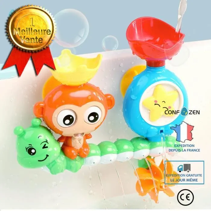 CONFO® Enfants jouant dans l'eau mignon singe ventouse tourner et tourner heureux jouet de bain douche douche bébé jouet de salle de-0