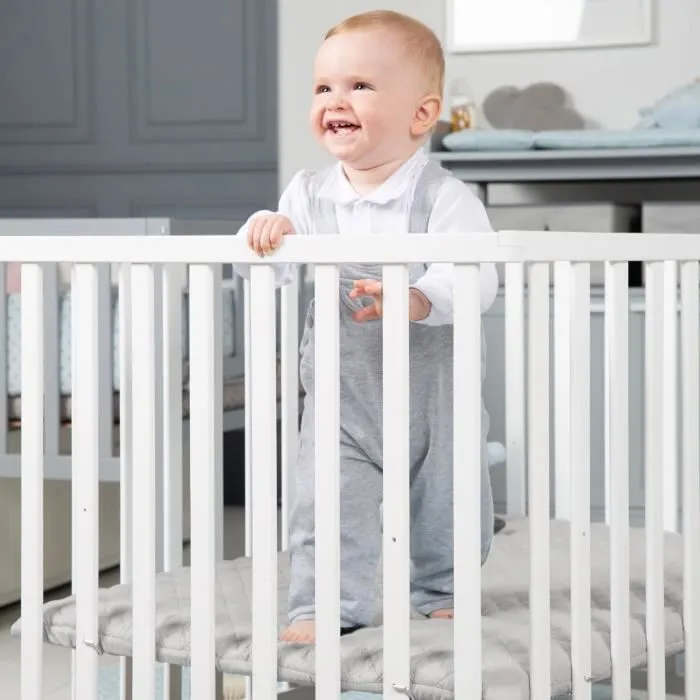 ROBA Parc Bébé Carré "roba Style" + Tapis Gris + Matelas de Parc Blanc-3