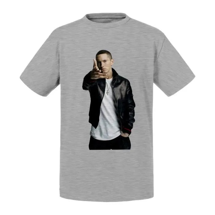 T-shirt Enfant Gris Eminen Rap Usa Check Hip Hop-0