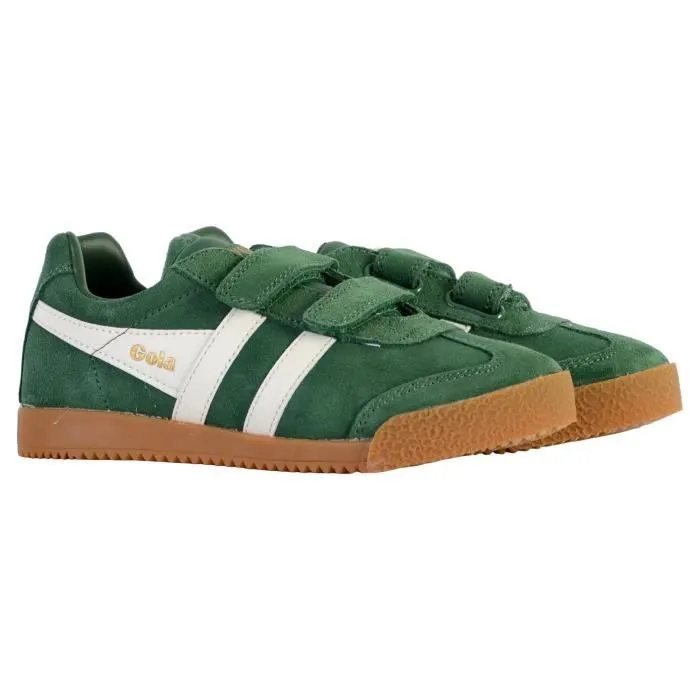 Basket Cuir Enfant - GOLA - Barrier Strap - Scratch - Vert Blanc - Confort Exceptionnel-2