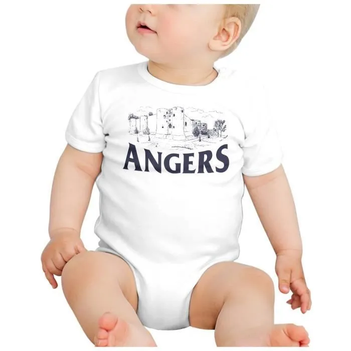 Body Bébé Manche Courte Blanc Angers Minimalist Ville France Patrimoine Château-1