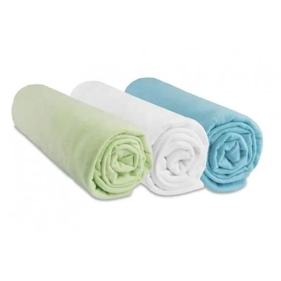 Lot de 3 Draps housse Jersey coton 40x80 - garçon - anis, blanc, turquoise-0