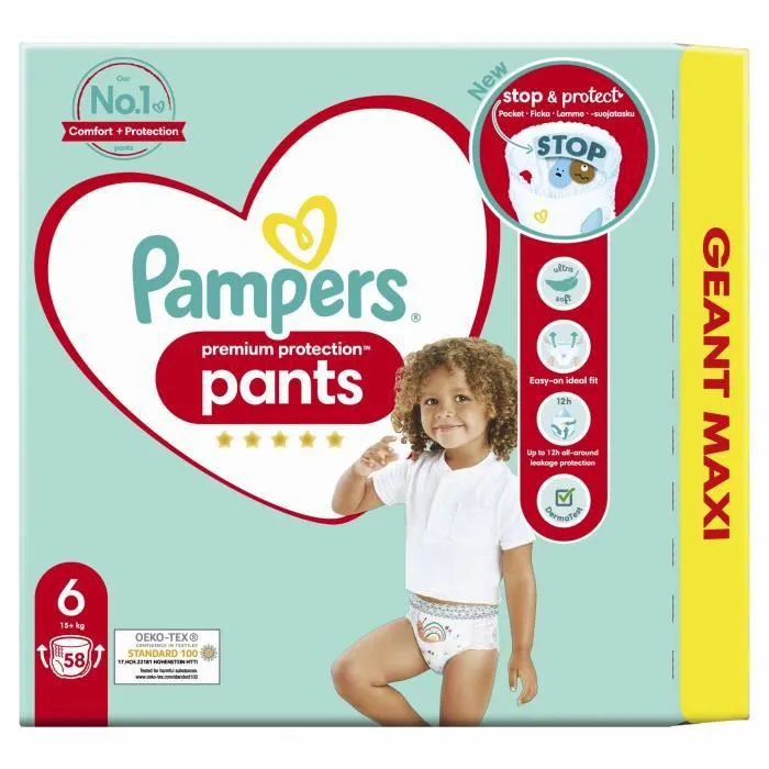 PAMPERS Premium Protection Pants Taille 6 - 58 Couches-culottes-1