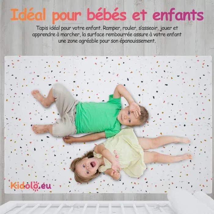 Tapis d éveil et jeux Enfant Puzzle Terrazzo Rose - 120 x 180 cm - Géant - Mousse EVA sûre et durable - Kidolo-3