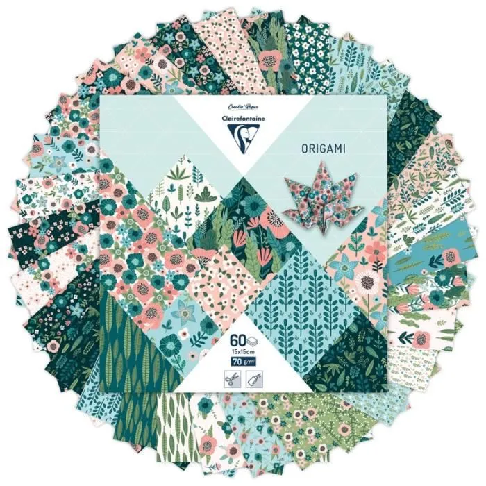 Papier origami Clairefontaine - Herbier - 15 x 15 cm - 60 feuilles-0