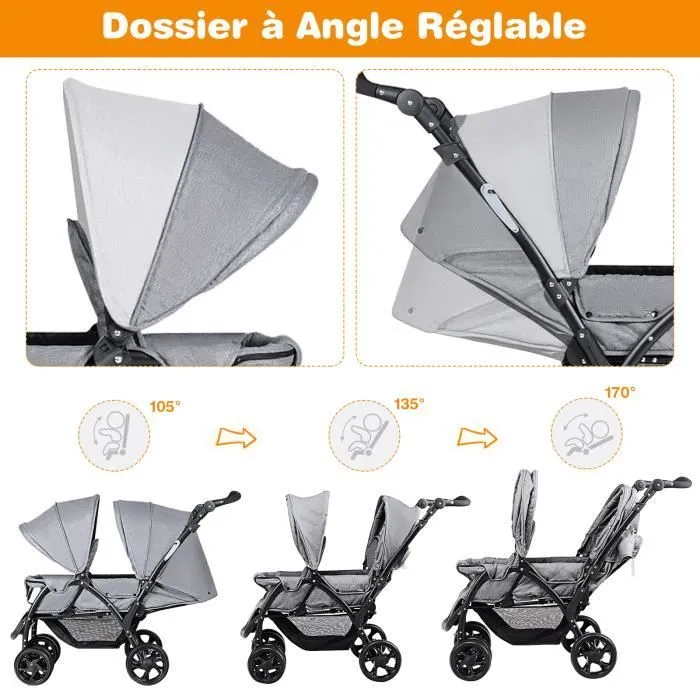 Poussette double pliable on sale