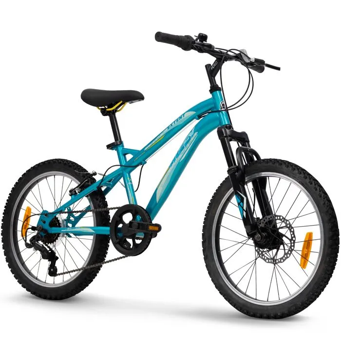 Vélo Enfant - Huffy Extent - Roues 20" - Age 6 à 9 ans - 2 Freins - 6 vitesses - Amortisseur Avant - Bleu Cyan-0