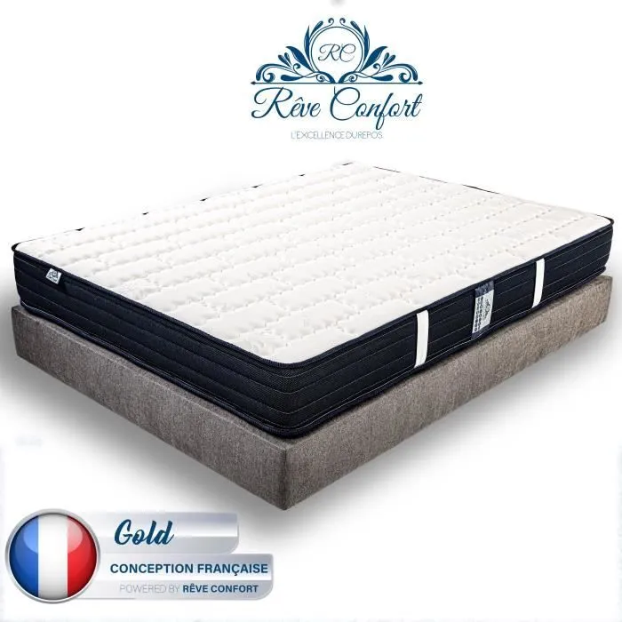 Matelas 140x190 cm - REVE CONFORT - Memory Gold - Mousse à mémoire de forme - Ferme-0